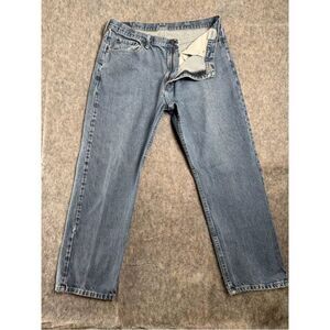 Wrangler 5-Star Premium Relaxed Fit Jeans Mens 38 X 29 Blue Denim Cotton Stretch